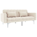 vidaXL Sofa rozkładana, kremowa, tapicerowana tkaniną