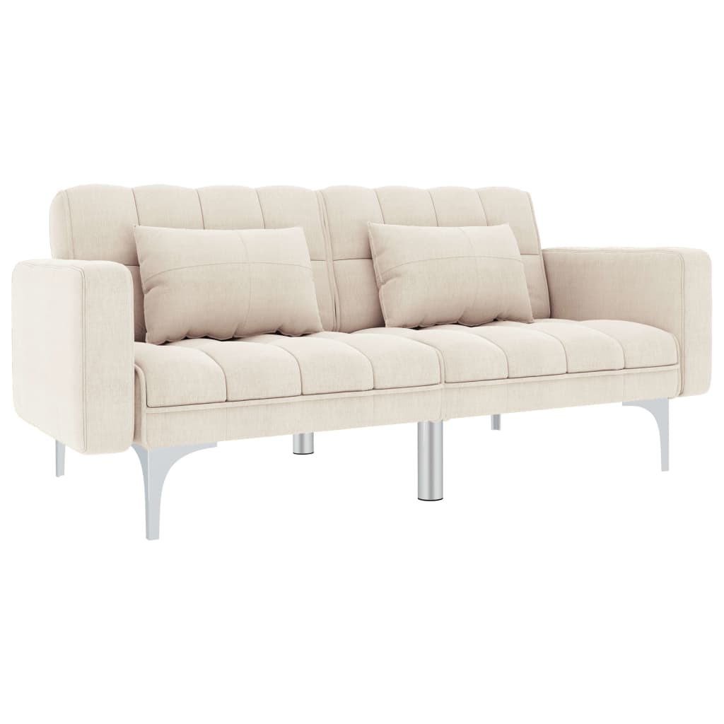 vidaXL Sofa rozkładana, kremowa, tapicerowana tkaniną