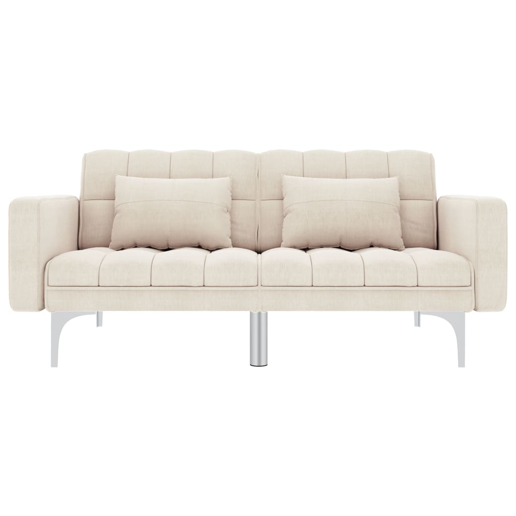 vidaXL Sofa rozkładana, kremowa, tapicerowana tkaniną