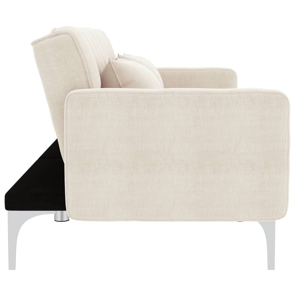 vidaXL Sofa rozkładana, kremowa, tapicerowana tkaniną