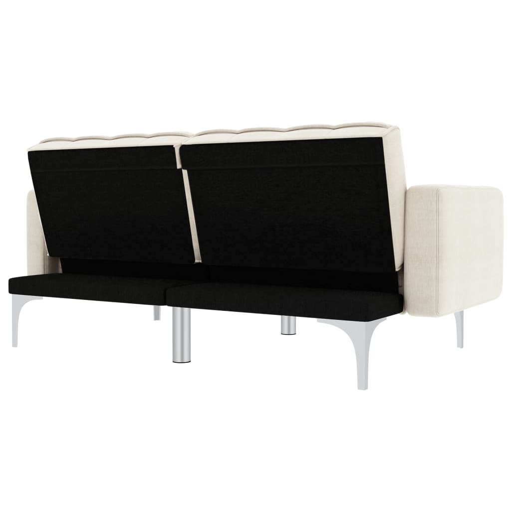 vidaXL Sofa rozkładana, kremowa, tapicerowana tkaniną