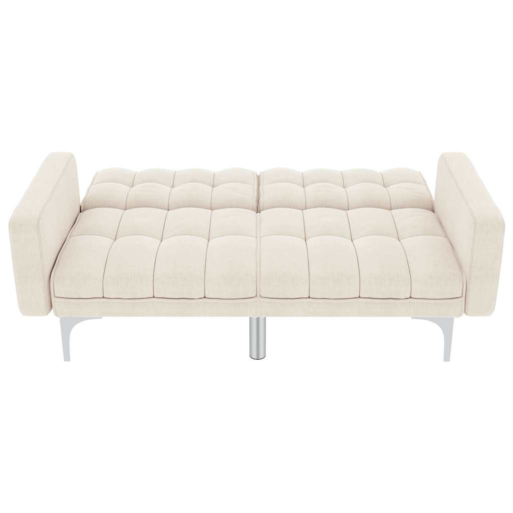 vidaXL Sofa rozkładana, kremowa, tapicerowana tkaniną