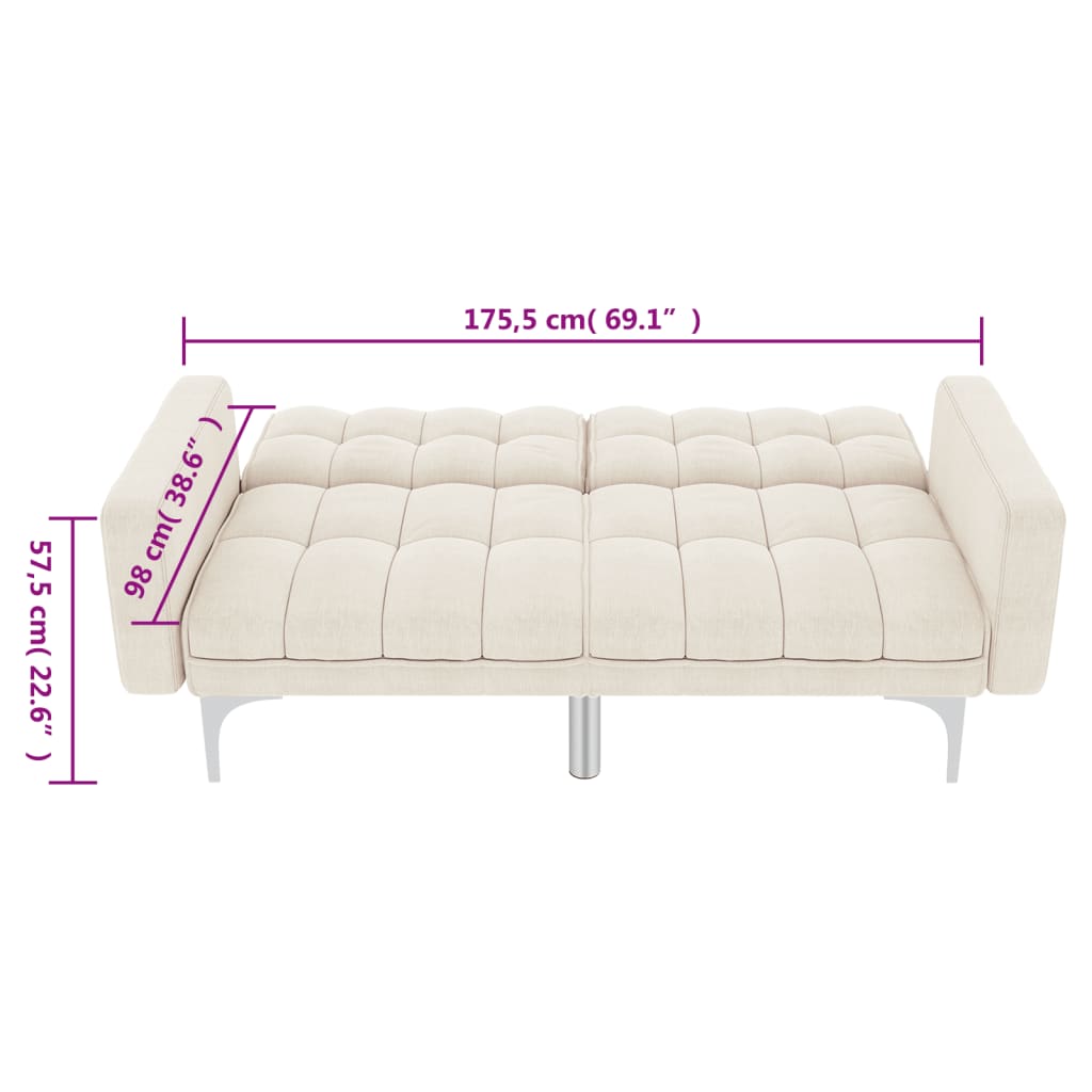 vidaXL Sofa rozkładana, kremowa, tapicerowana tkaniną