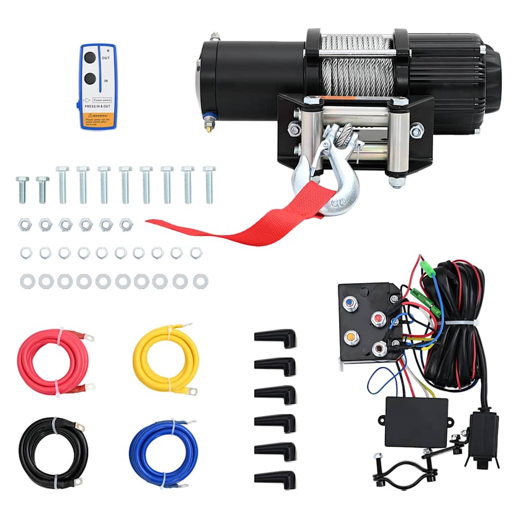 vidaXL Wciągarka elektryczna, 12 V, 4500 lb, 2040 kg, z pilotem