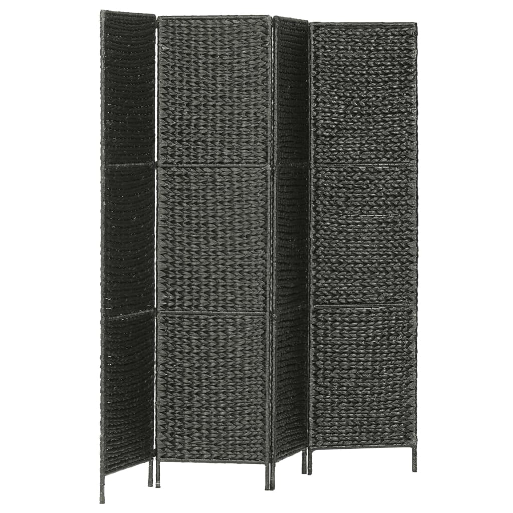 vidaXL 4-panelowy parawan pokojowy, czarny, 154x160 cm, hiacynt wodny