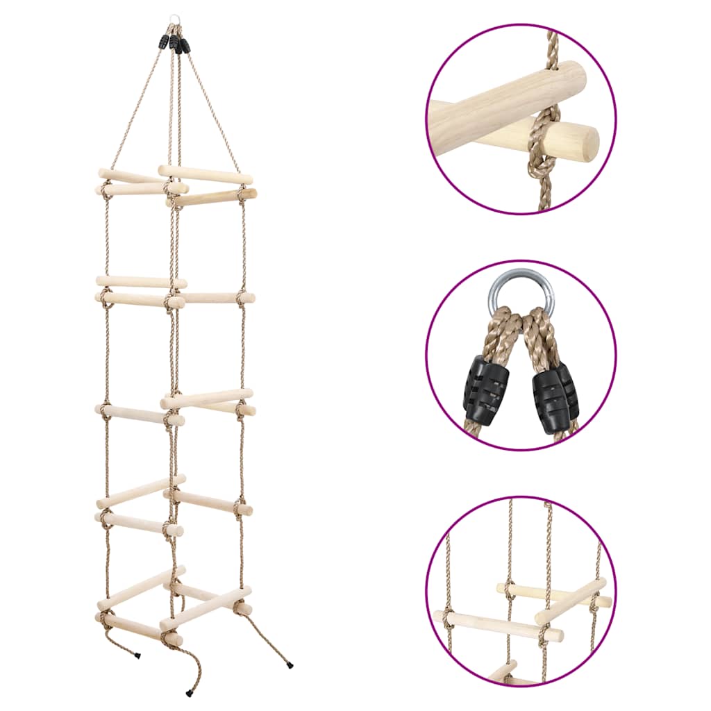 vidaXL Drabinka sznurowa dla dzieci, 200 cm, drewniana