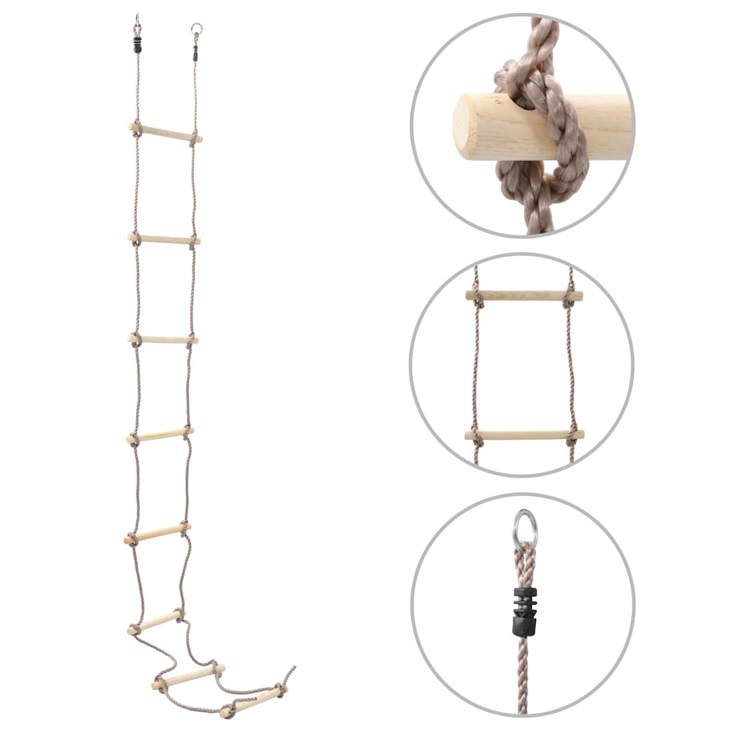 vidaXL Drabinka sznurowa dla dzieci, 290 cm, drewniana