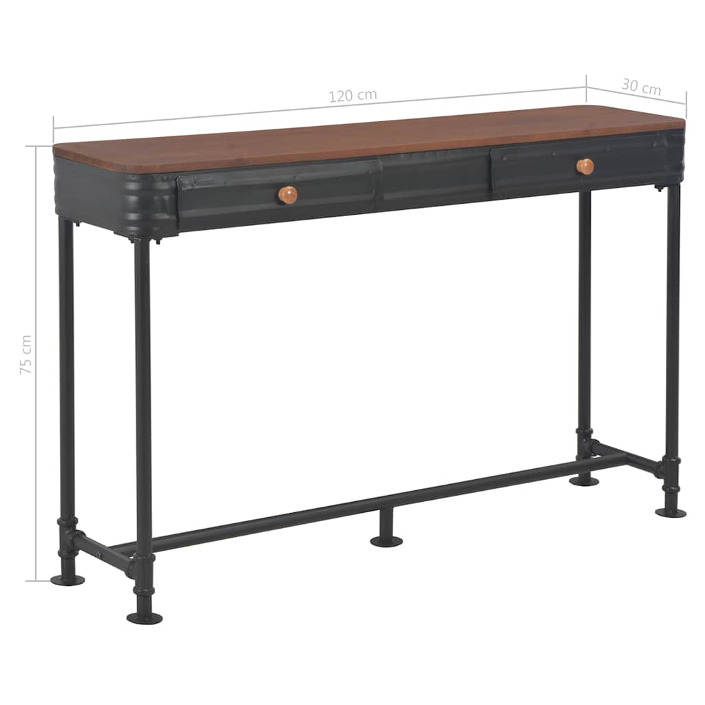 vidaXL Stolik konsola z 2 szufladami, 120x30x75 cm, drewno jodłowe
