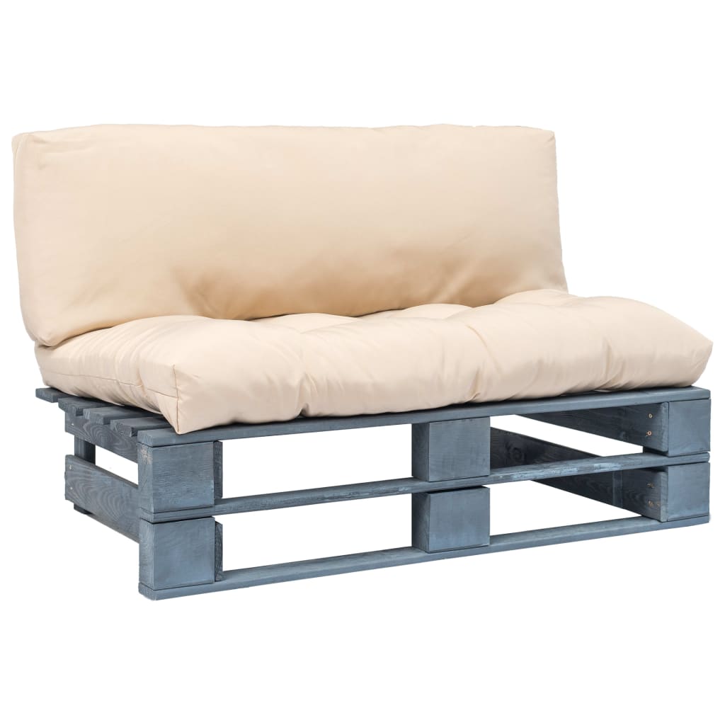 vidaXL Sofa ogrodowa z palet z piaskowymi poduszkami, sosna