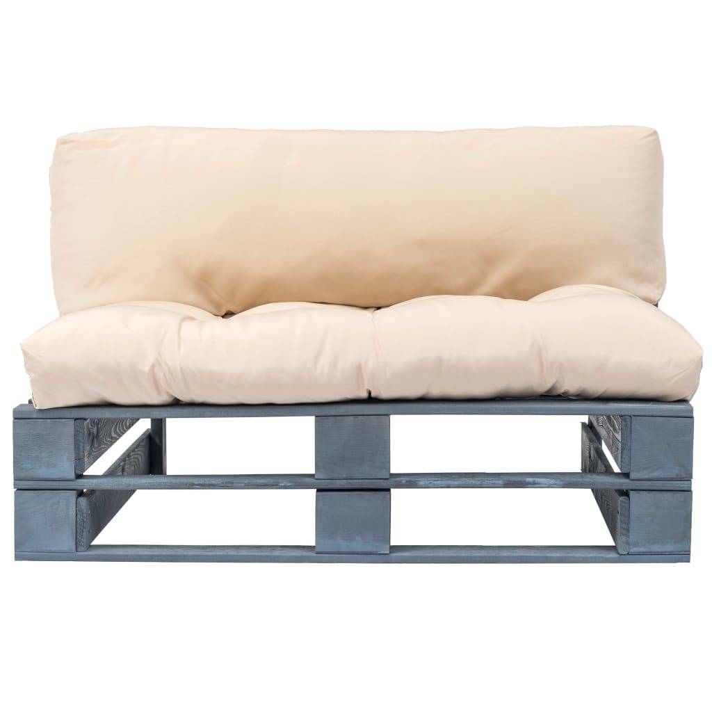 vidaXL Sofa ogrodowa z palet z piaskowymi poduszkami, sosna