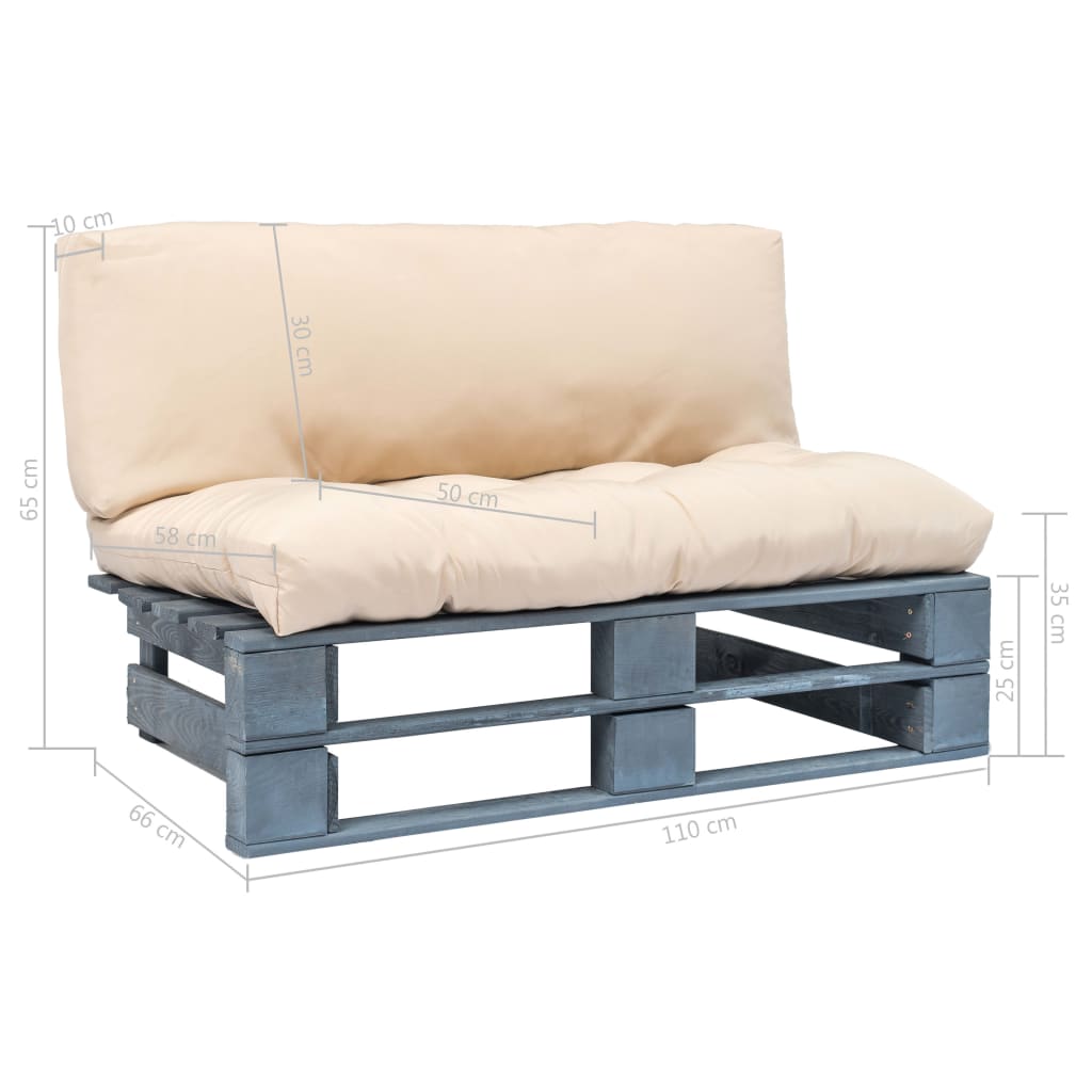vidaXL Sofa ogrodowa z palet z piaskowymi poduszkami, sosna