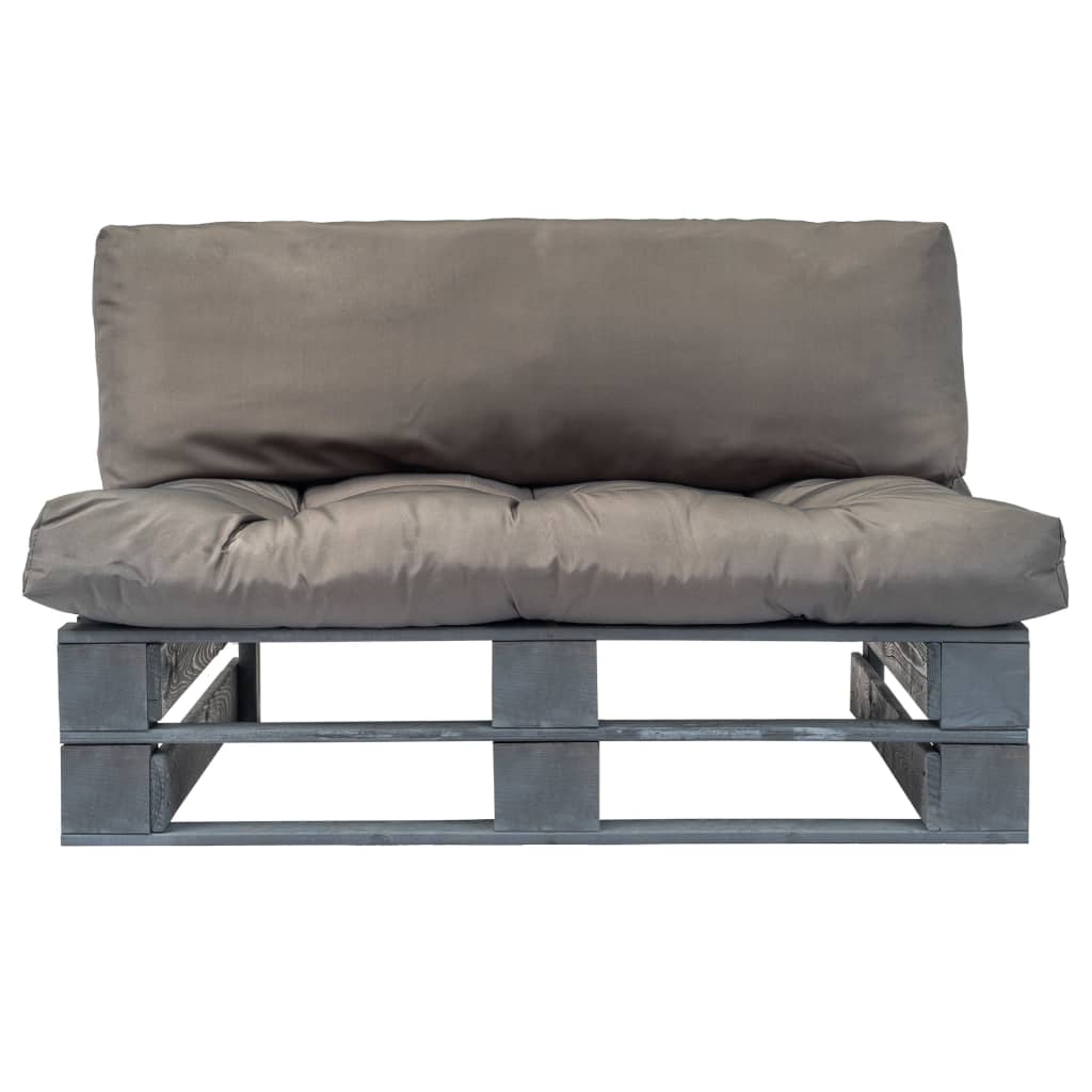 vidaXL Ogrodowa sofa z palet, z szarymi poduszkami, sosna