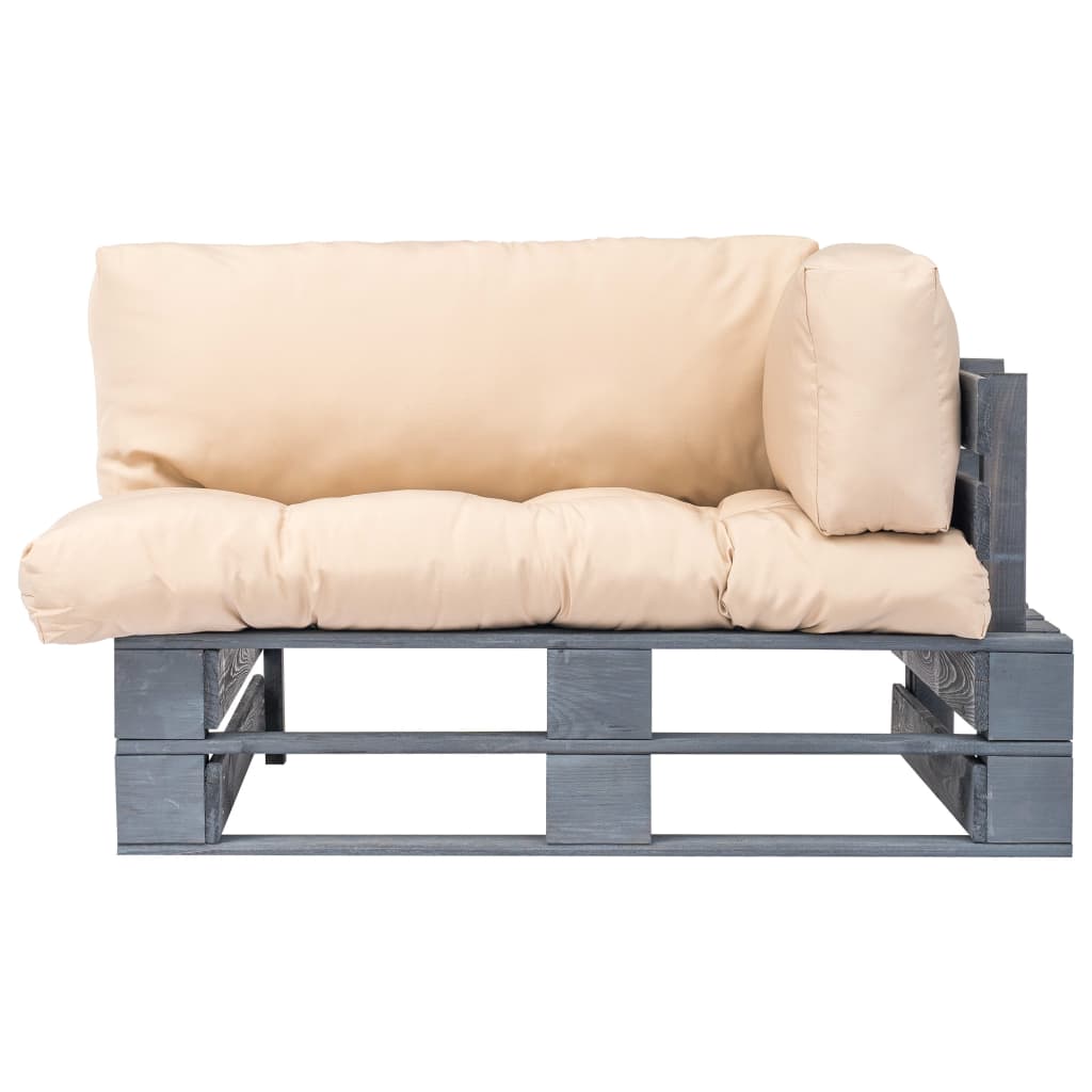 vidaXL Sofa ogrodowa z palet z piaskowymi poduszkami, sosna