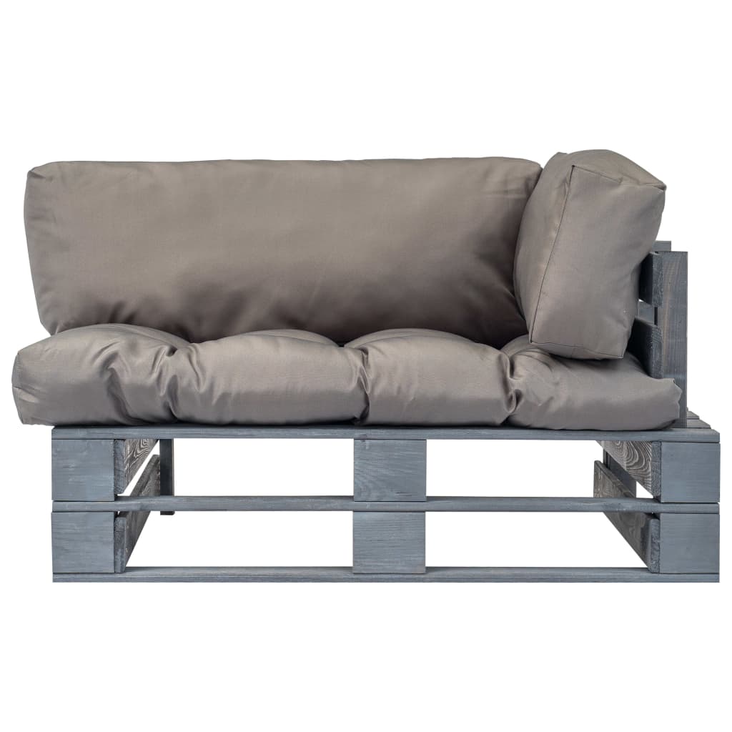 vidaXL Ogrodowa sofa z palet, z szarymi poduszkami, sosna