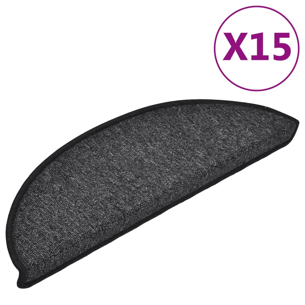 vidaXL Maty na schody 15 szt. 56x17x3 cm Antracyt Półokrągłe