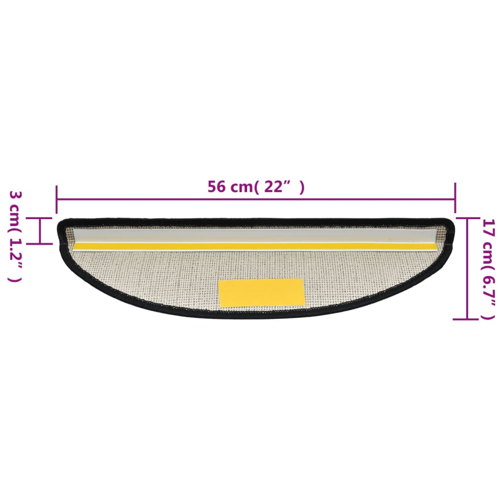 vidaXL Maty na schody 15 szt. 56x17x3 cm Antracyt Półokrągłe