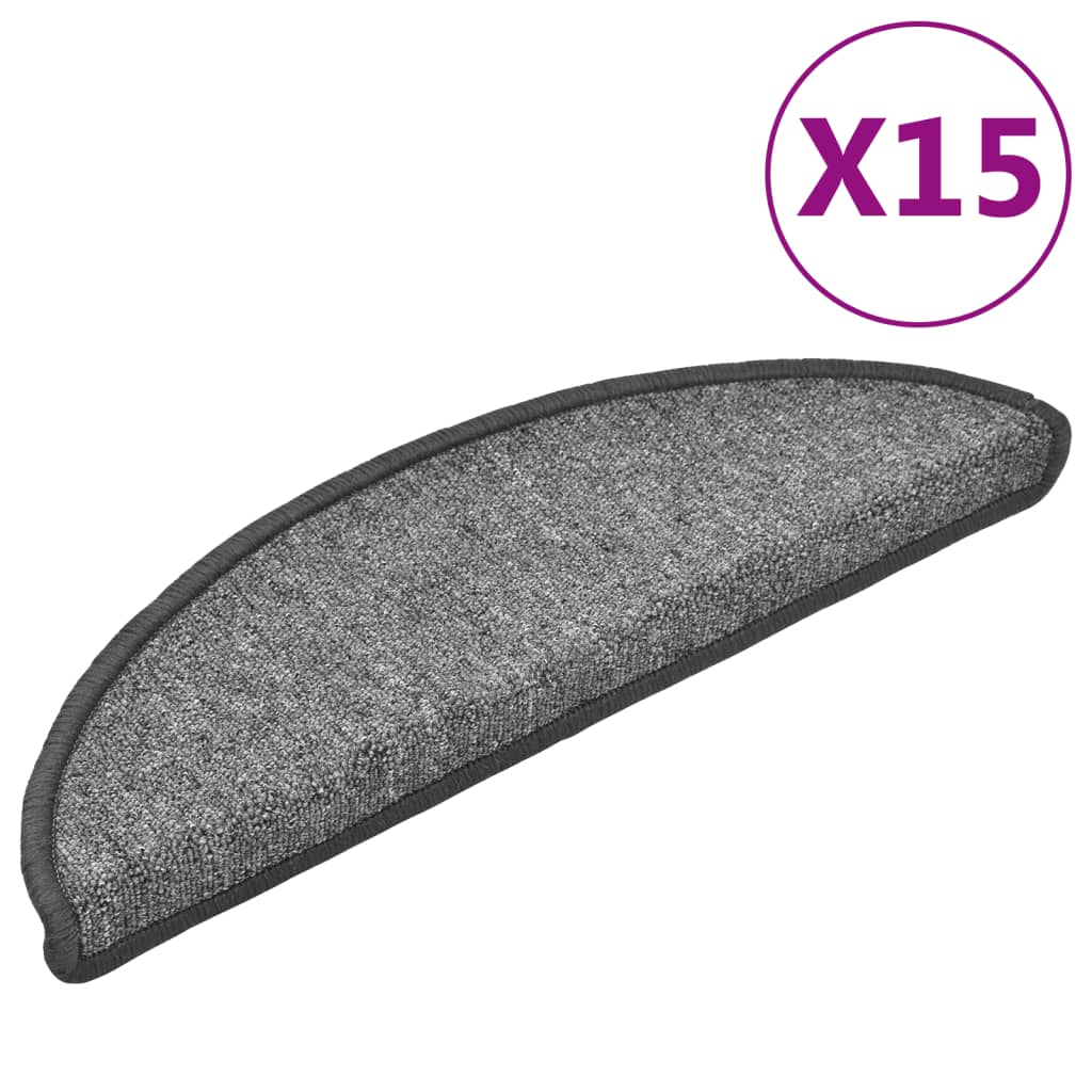vidaXL Maty na schody 15 szt. 56x17x3 cm Ciemnoszary Półokrągły