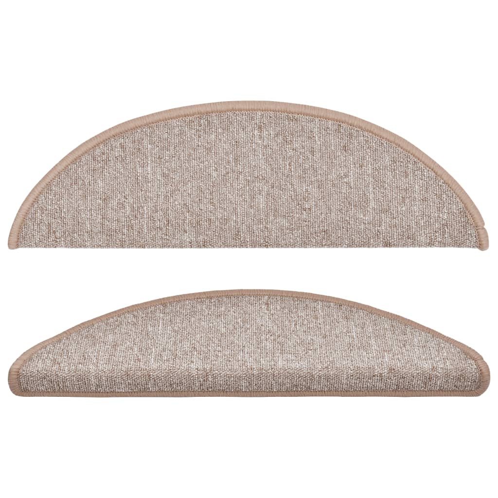 vidaXL Maty na schody 15 szt. 56x17x3 cm Jasnobrązowe półokrągłe