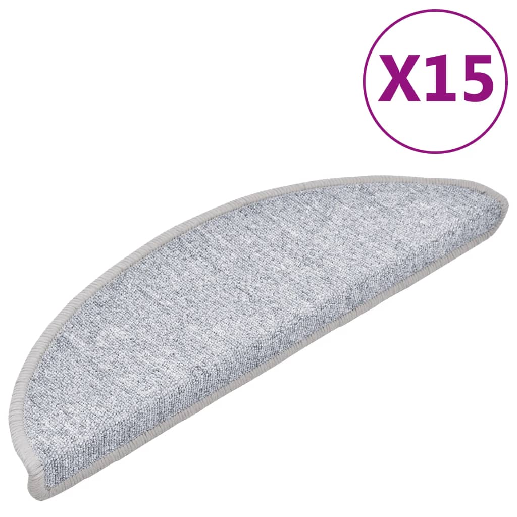 vidaXL Nakładki na schody, 15 szt., 56 x 17 x 3 cm, jasnoszare