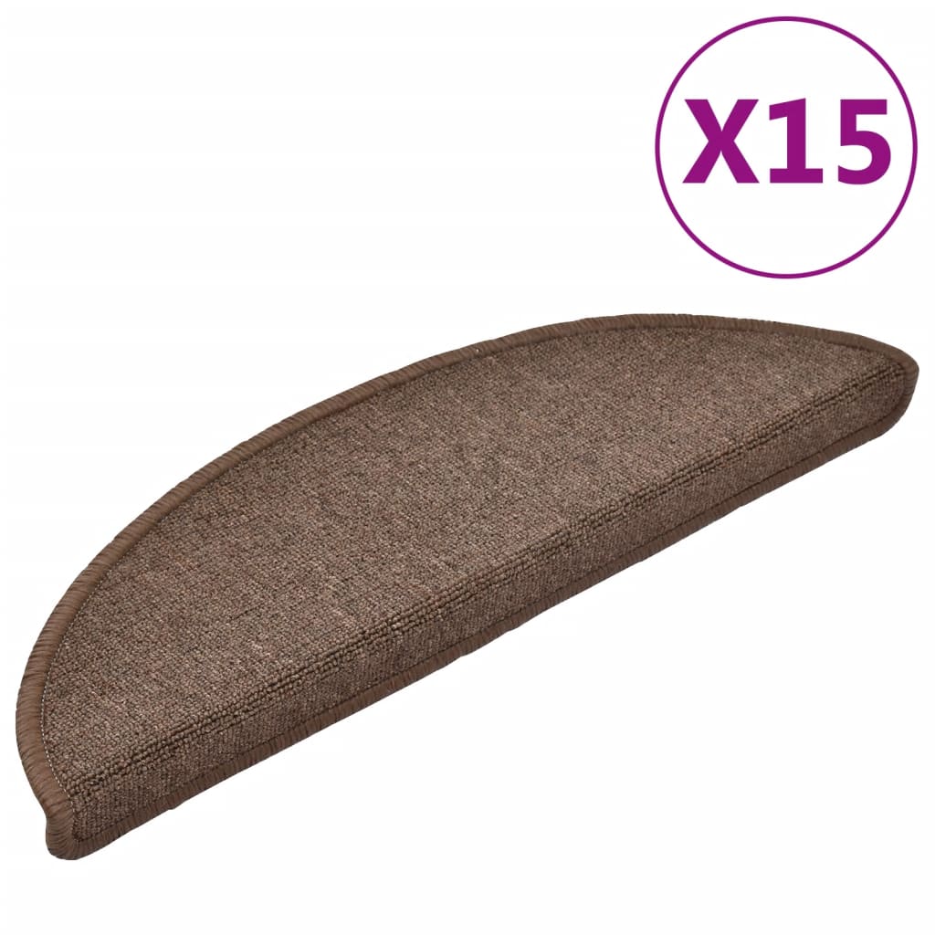 vidaXL Maty na schody 15 szt. 56x17x3 cm Brąz kawowy Półokrągły