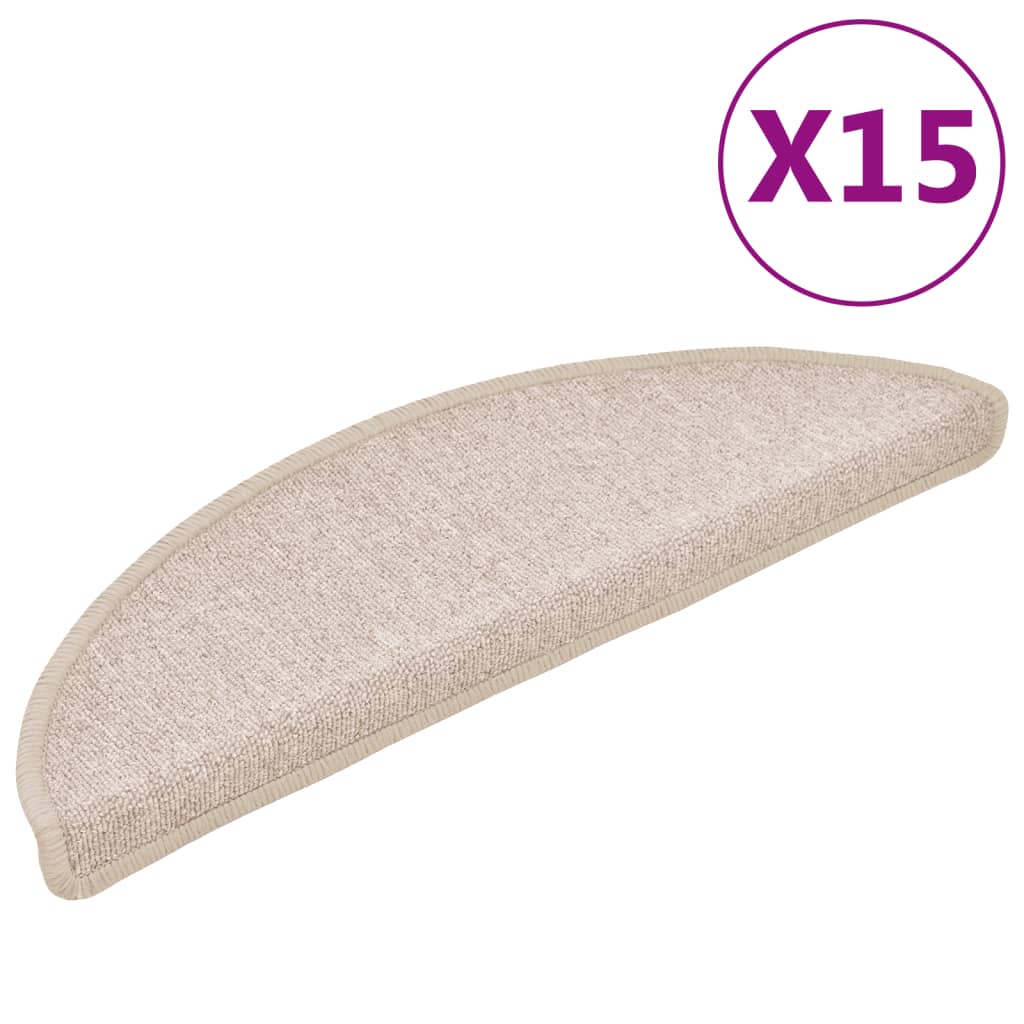 vidaXL Maty na schody 15 szt. 56x17x3 cm Taupe Półokrągłe