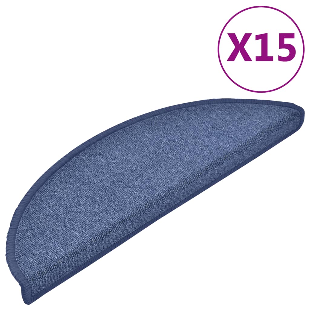 vidaXL Maty na schody 15 szt. 56x17x3 cm Niebieskie półokrągłe