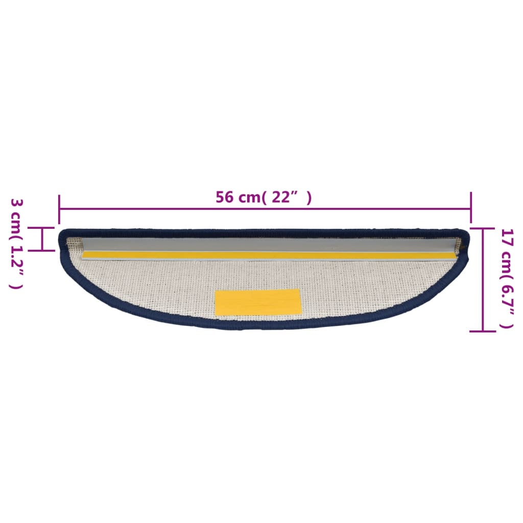 vidaXL Maty na schody 15 szt. 56x17x3 cm Niebieskie półokrągłe