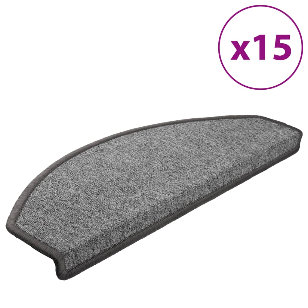 vidaXL Maty na schody 15 szt. 65x24x4 cm Ciemnoszare Półokrągłe Duże