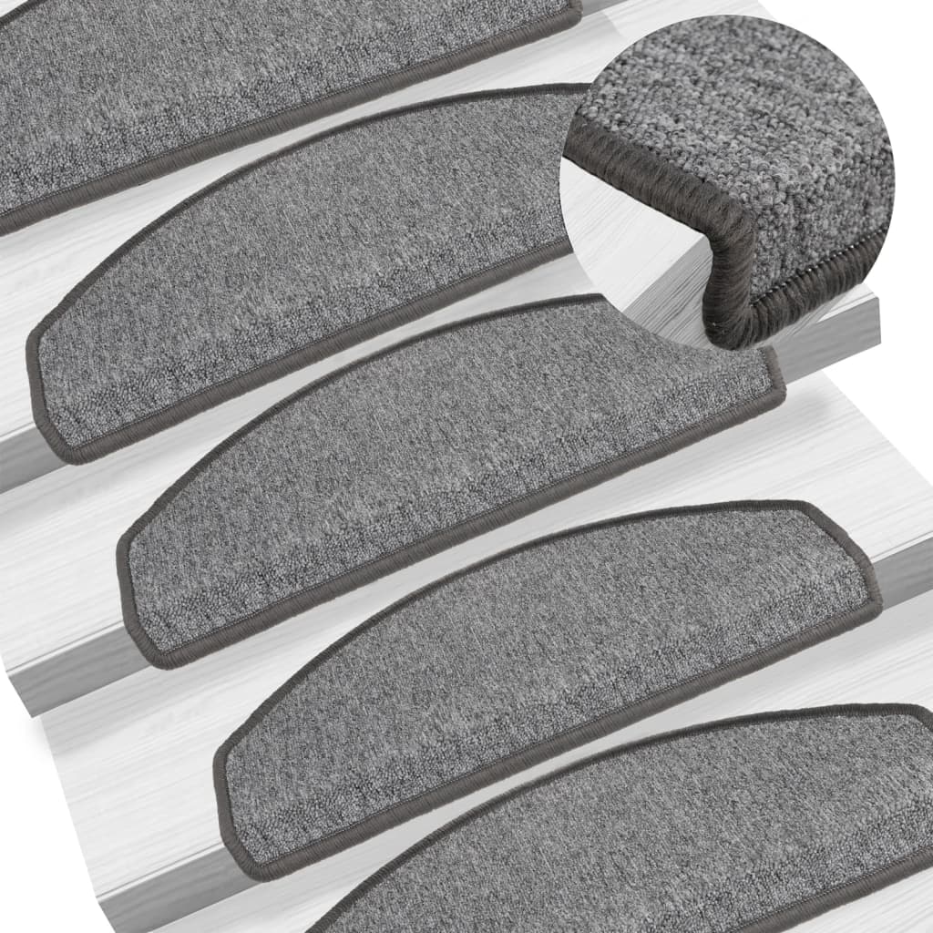 vidaXL Maty na schody 15 szt. 65x24x4 cm Ciemnoszare Półokrągłe Duże