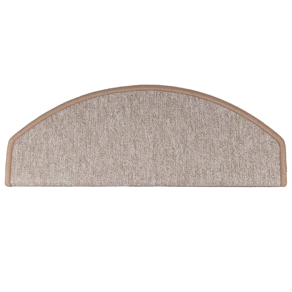 vidaXL Maty na schody 15 szt. 65x24x4 cm Jasnobrązowe, półokrągłe, duże