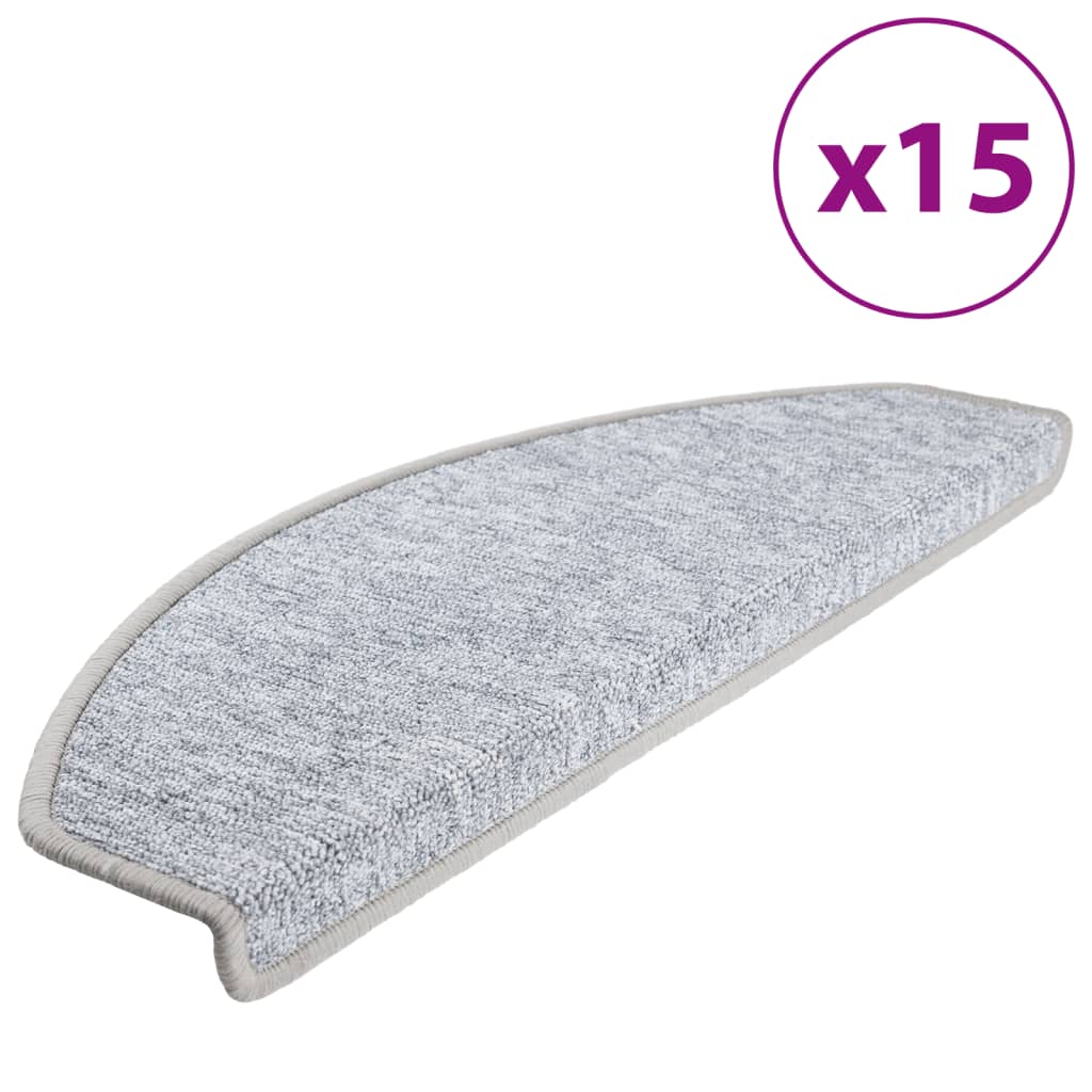 vidaXL Nakładki na schody, 15 szt., 65 x 24 x 4 cm, jasnoszare