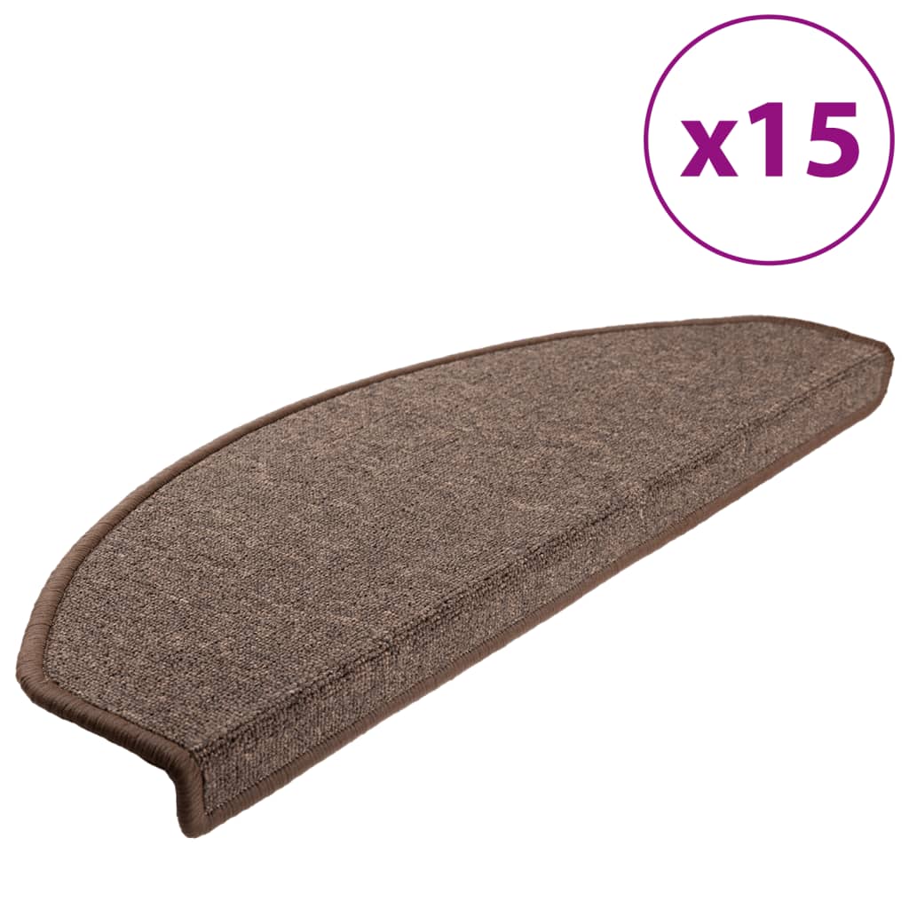 vidaXL Maty na schody 15 szt. 65x24x4 cm Brąz kawowy Półokrągły Duży