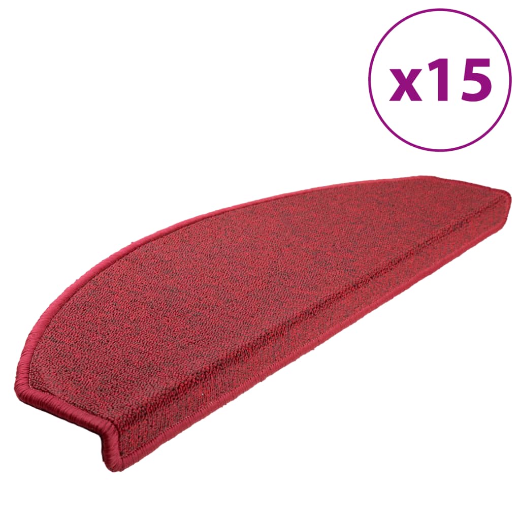 vidaXL Maty na schody 15 szt. 65x24x4 cm Czerwone Półokrągłe Duże