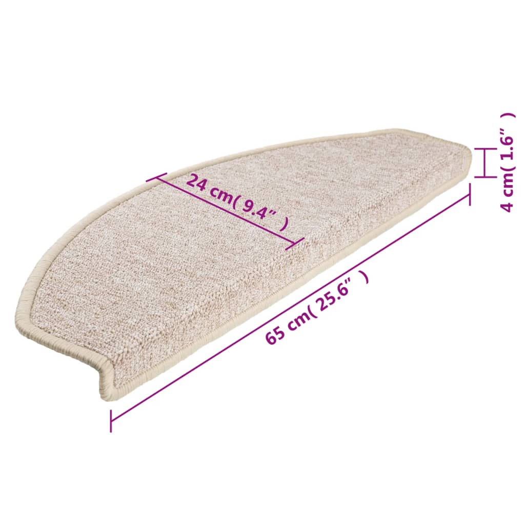 vidaXL Maty na schody 15 szt. 65x24x4 cm Taupe Półokrągłe Duże