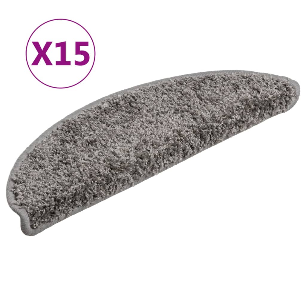 vidaXL Maty na schody 15 szt. 56x17x3 cm Szare półokrągłe