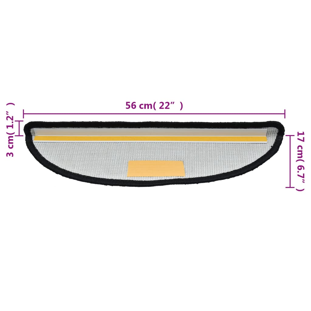 vidaXL Maty na schody 15 szt. 56x17x3 cm Czarne półokrągłe
