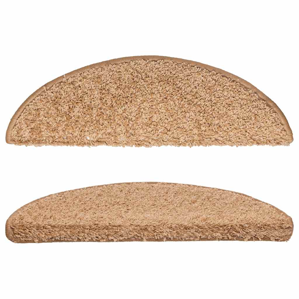 vidaXL Maty na schody 15 szt. 56x17x3 cm Beżowe półokrągłe