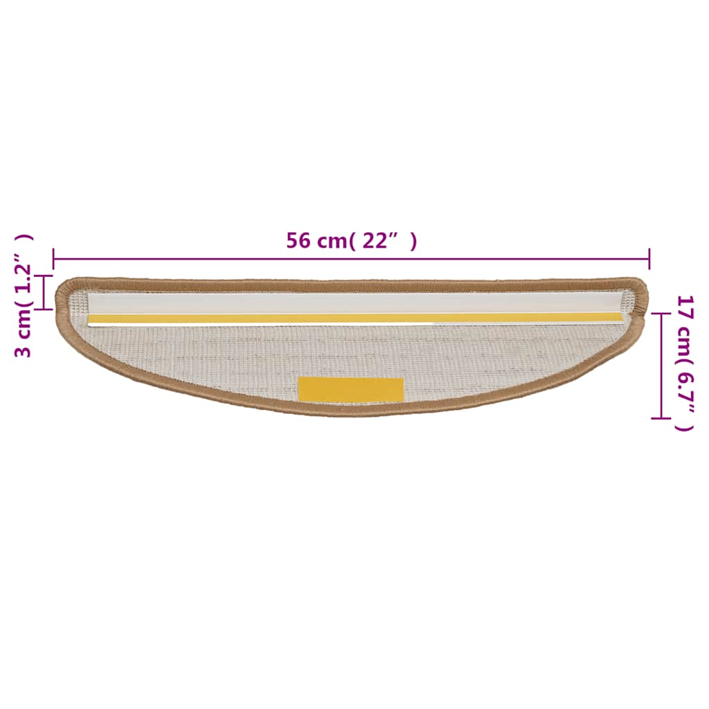vidaXL Maty na schody 15 szt. 56x17x3 cm Beżowe półokrągłe