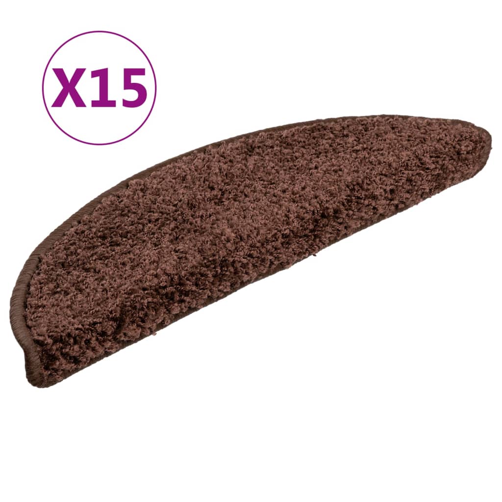 vidaXL Maty na schody 15 szt. 56x17x3 cm Brązowe półokrągłe