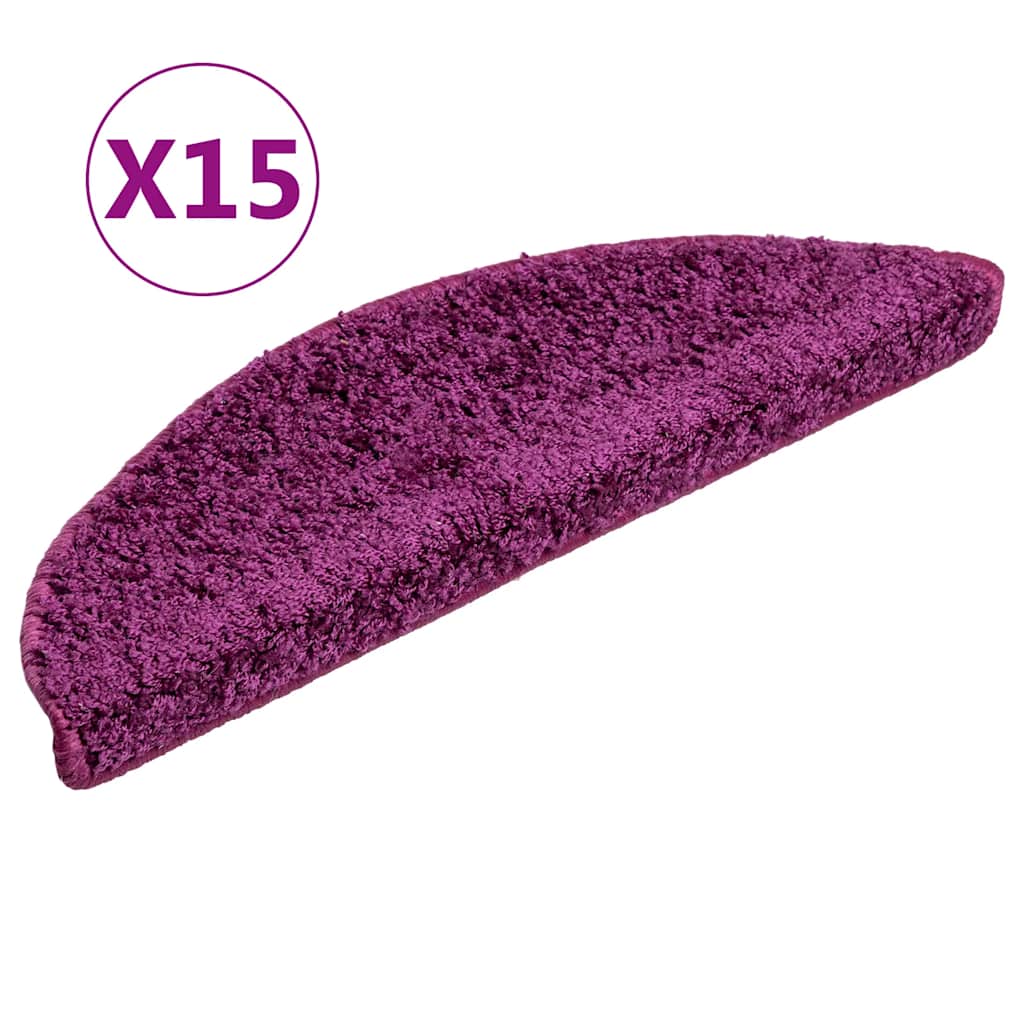 vidaXL Maty na schody 15 szt. 56x17x3 cm Fioletowe półokrągłe