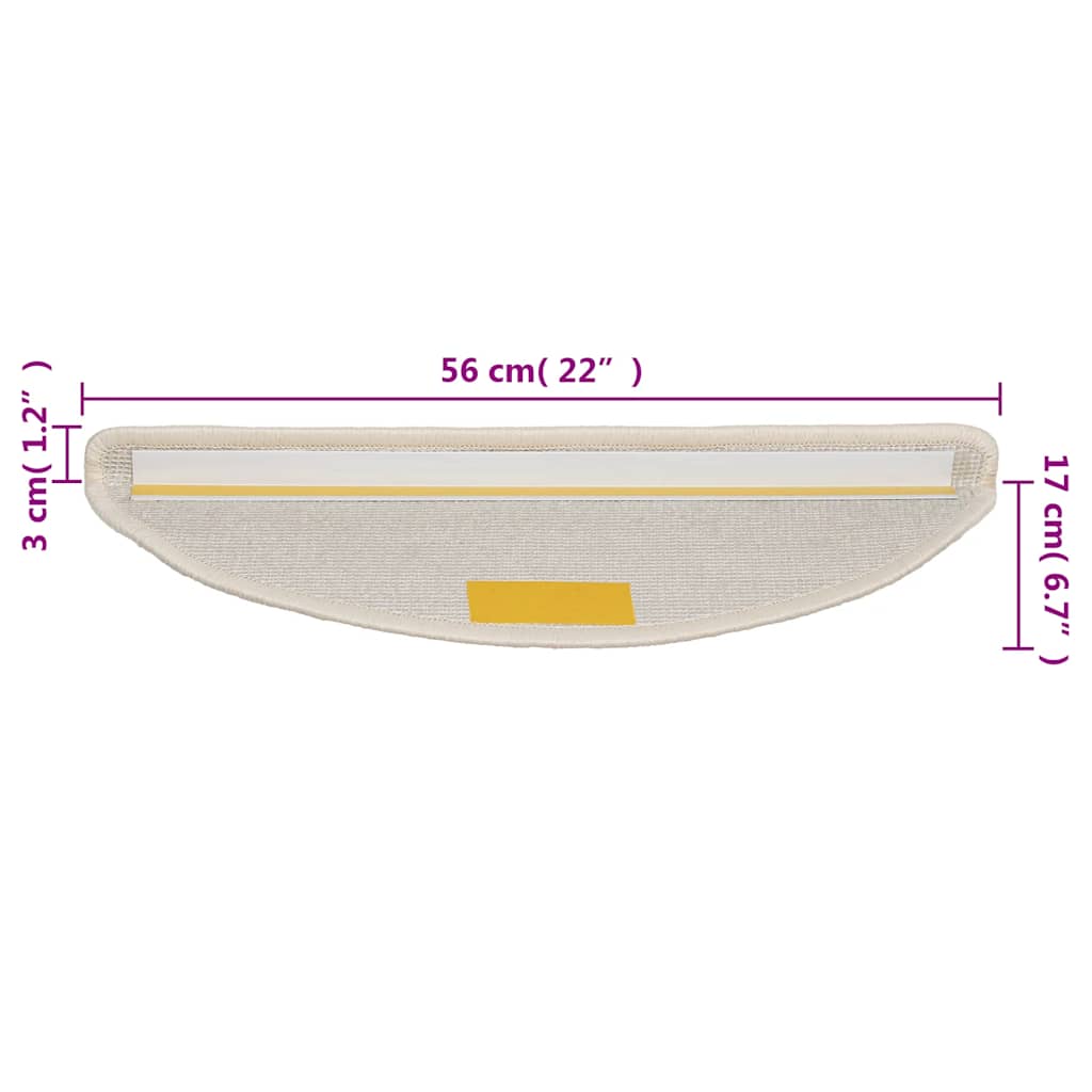 vidaXL Maty na schody 15 szt. 56x17x3 cm Białe półokrągłe