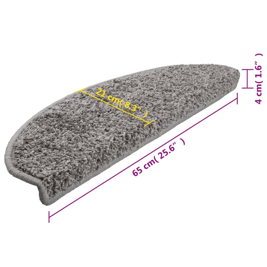 vidaXL Maty na schody 15 szt. 65x21x4 cm Szare półokrągłe duże