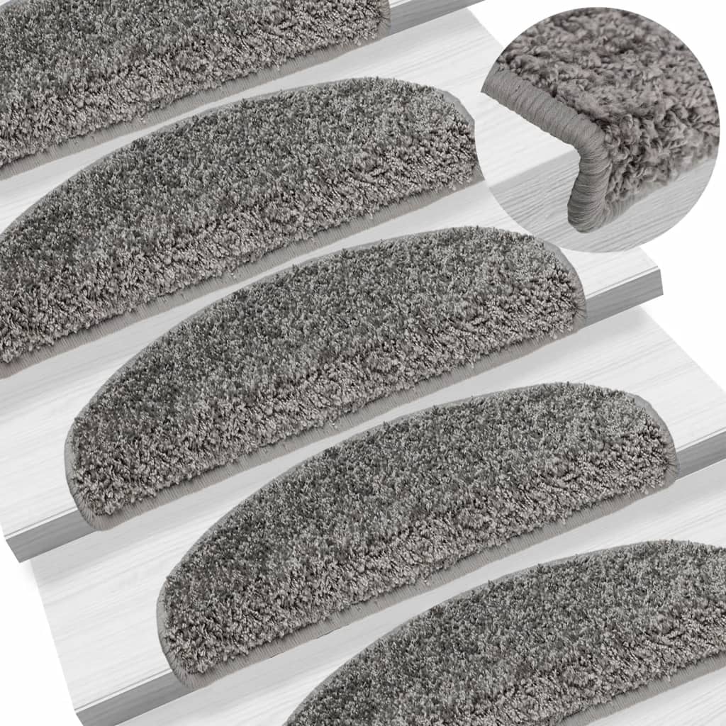 vidaXL Maty na schody 15 szt. 65x21x4 cm Szare półokrągłe duże