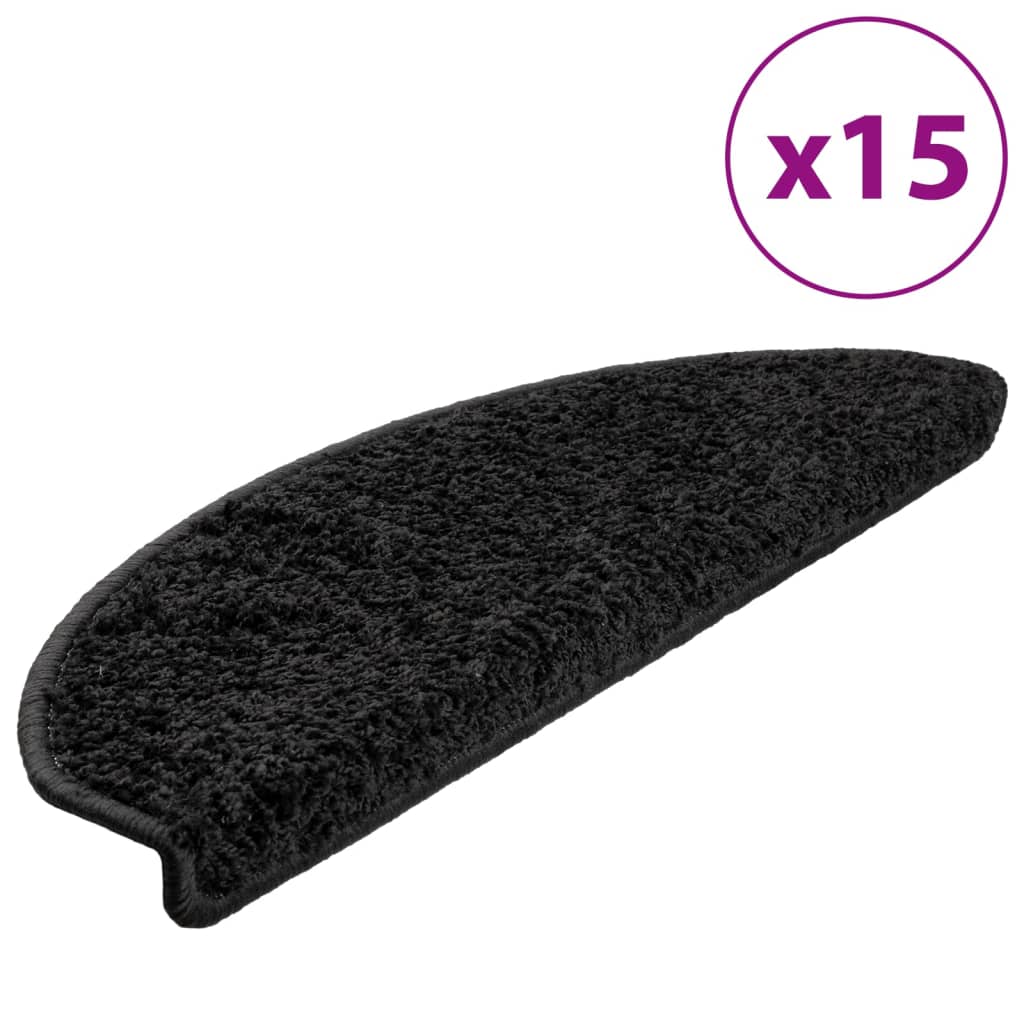 vidaXL Maty na schody 15 szt. 65x21x4 cm Czarne półokrągłe duże