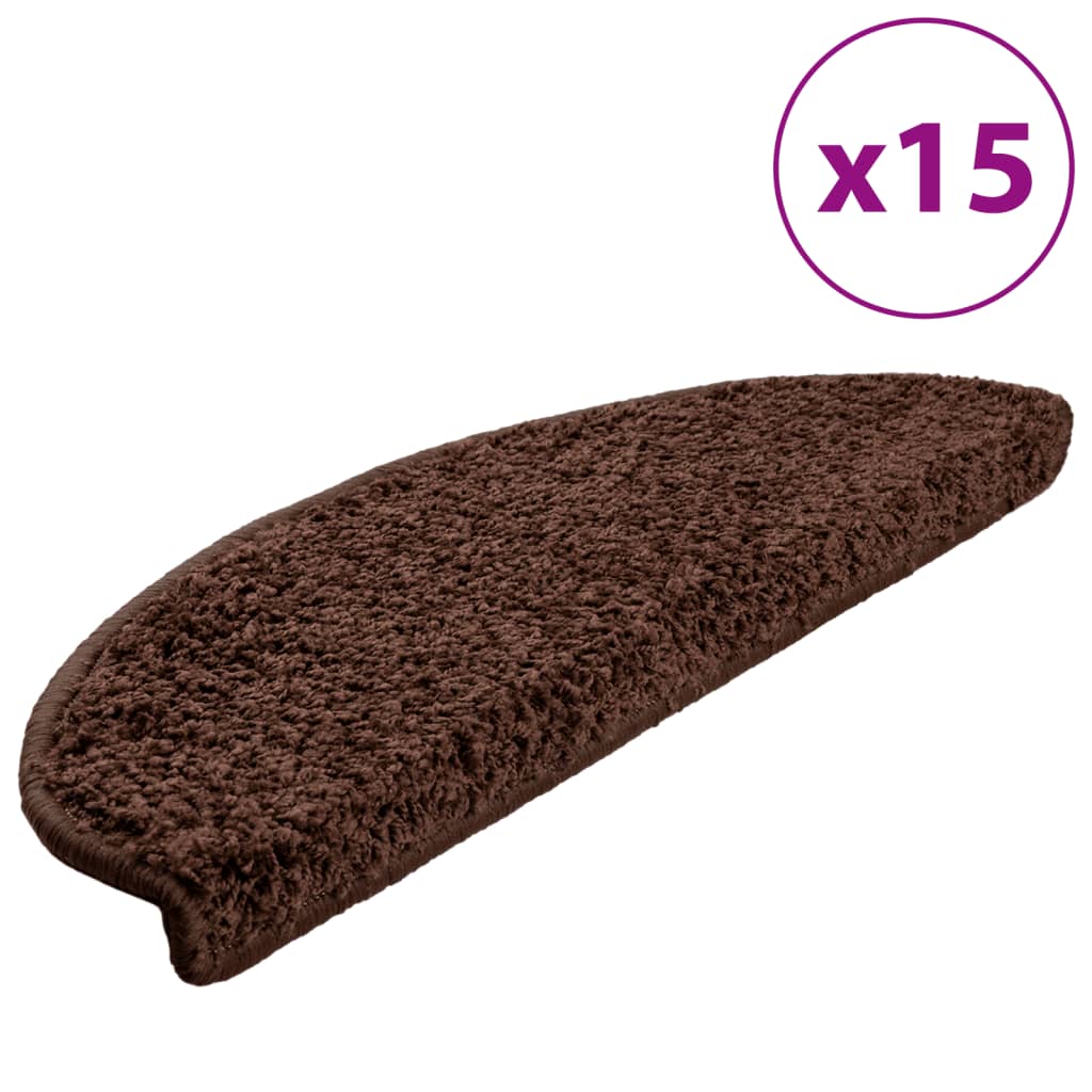 vidaXL Maty na schody 15 szt. 65x21x4 cm Brązowe półokrągłe duże