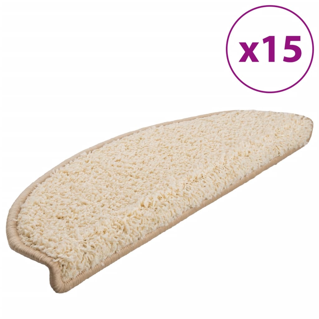 vidaXL Maty na schody 15 szt. 65x21x4 cm Kremowe półokrągłe duże