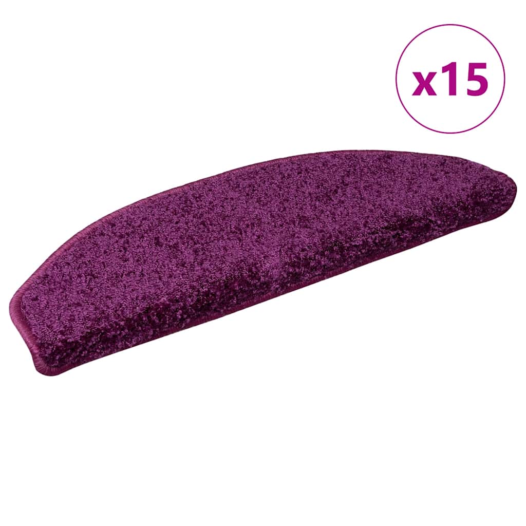 vidaXL Maty na schody 15 szt. 65x21x4 cm Fioletowe półokrągłe duże