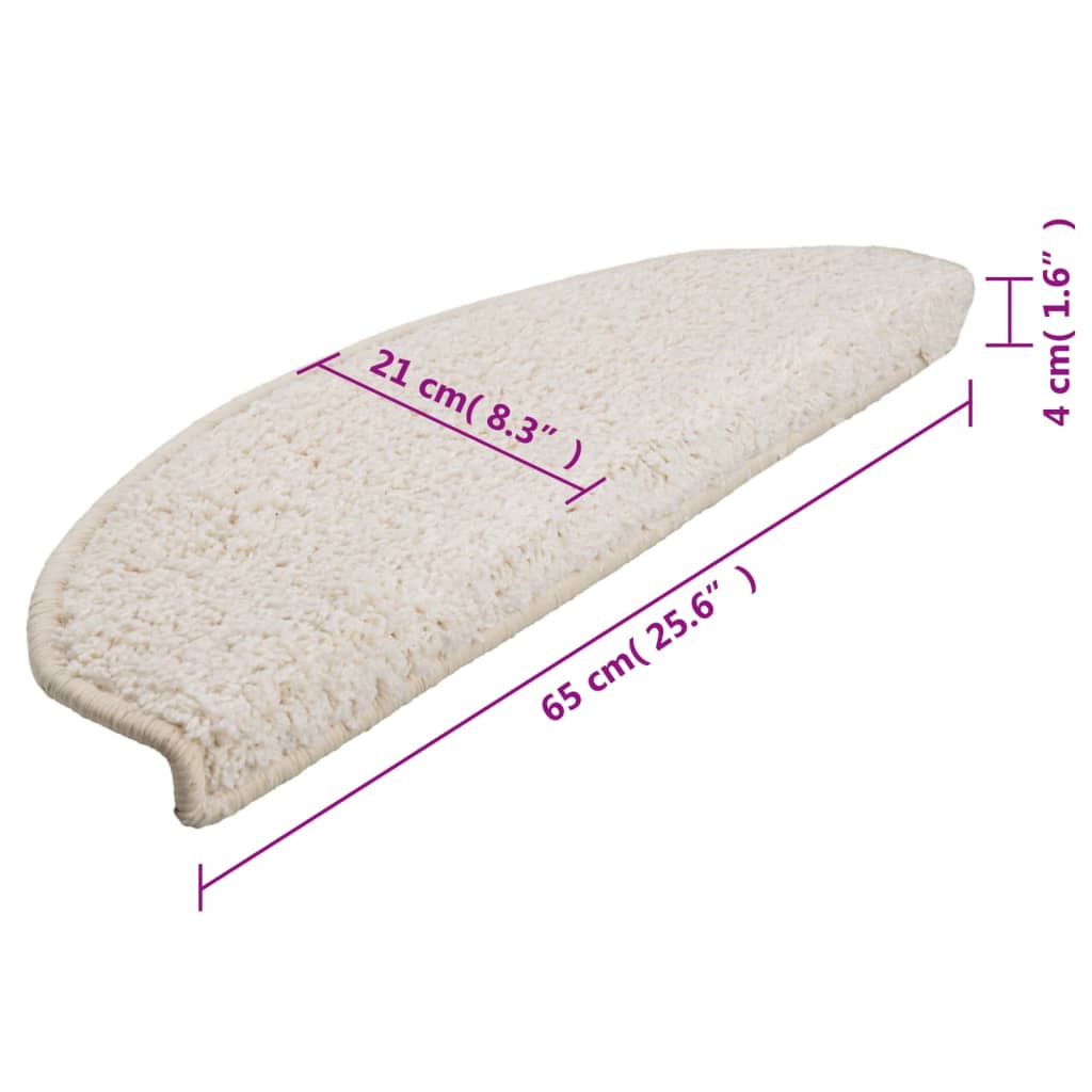 vidaXL Maty na schody 15 szt. 65x21x4 cm Białe półokrągłe duże