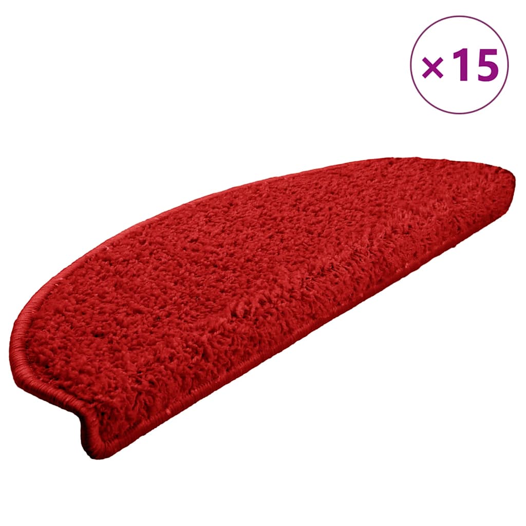 vidaXL Maty na schody 15 szt. 65x21x4 cm Czerwone półokrągłe duże