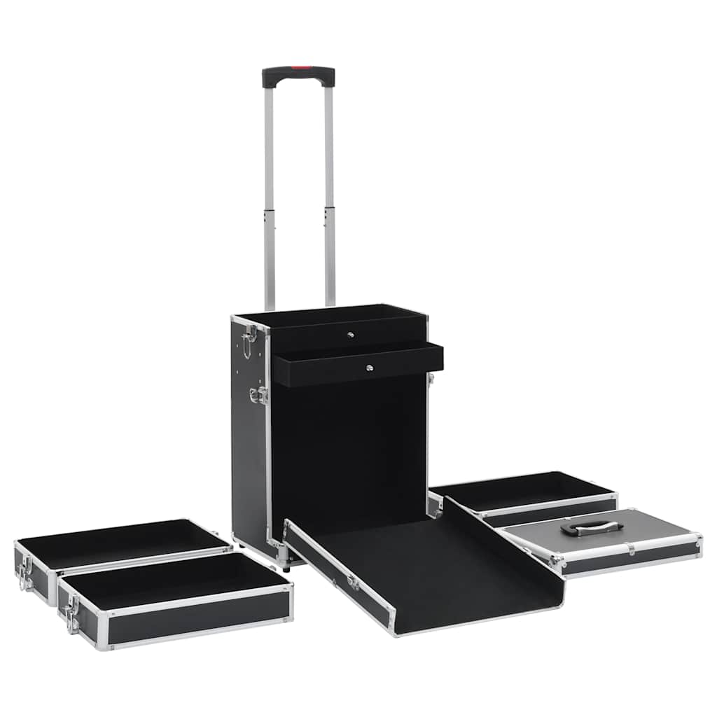 vidaXL Wózek na akcesoria do makijażu, aluminiowy, czarny